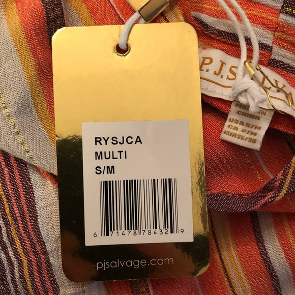 PJ Salvage NWT Metal Slow Jams open Striped Duster cardigan robe Size S/M - Picture 14 of 14